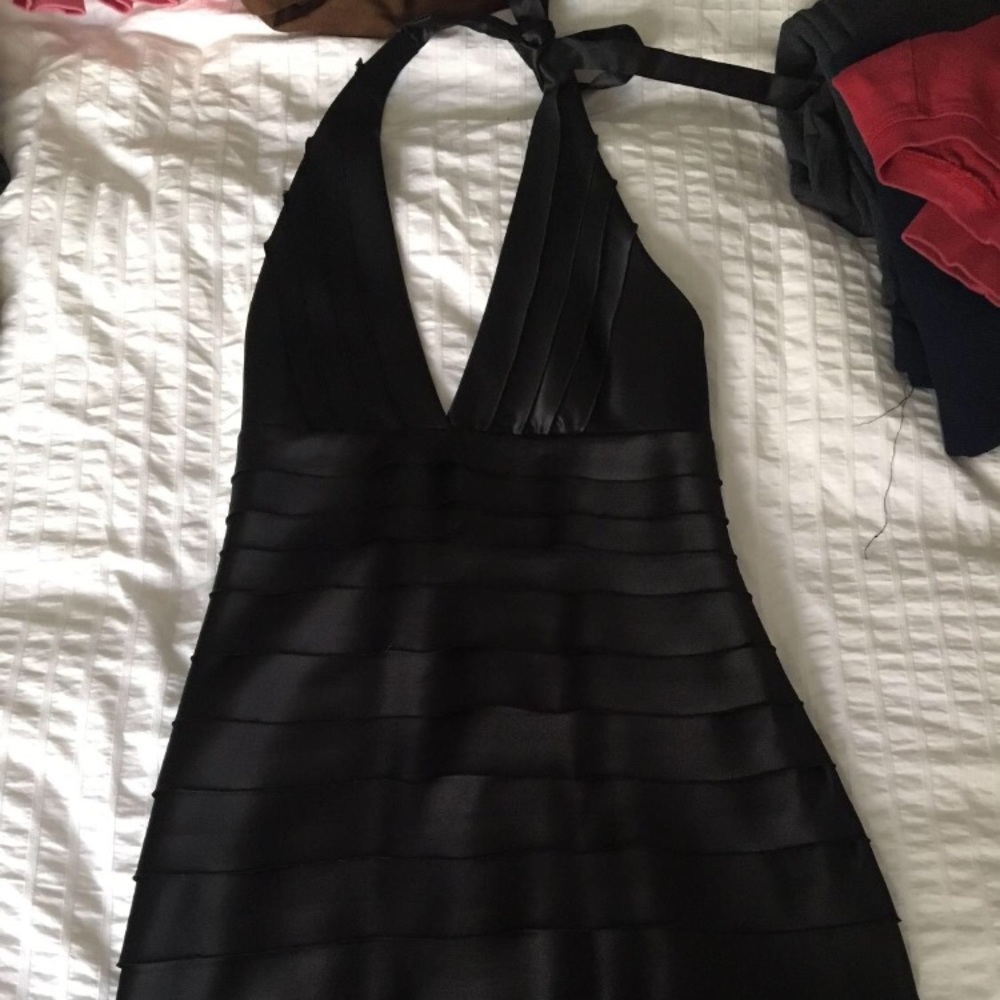Bcbg black mini halter dress